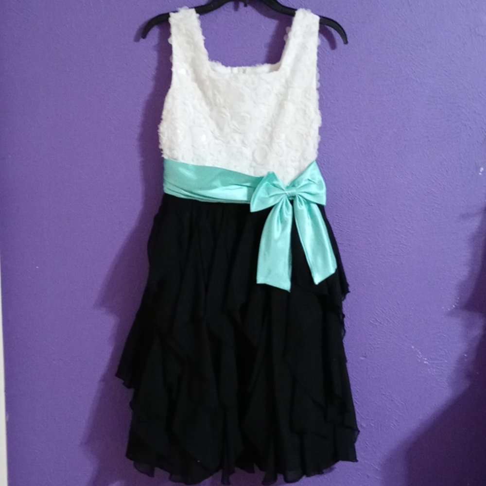 White and black formal girls dress